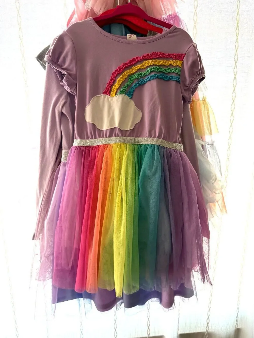 Girls' Lavender Rainbow Tulle Dress Size 5